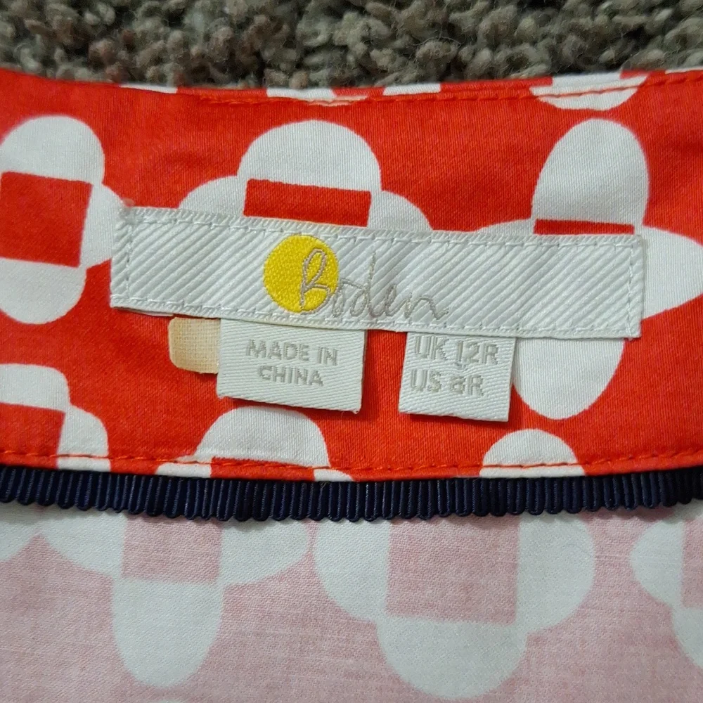 Boden cotton a-line mini skirt - 8 - red-orange white abstract medallion print - Picture 5 of 10